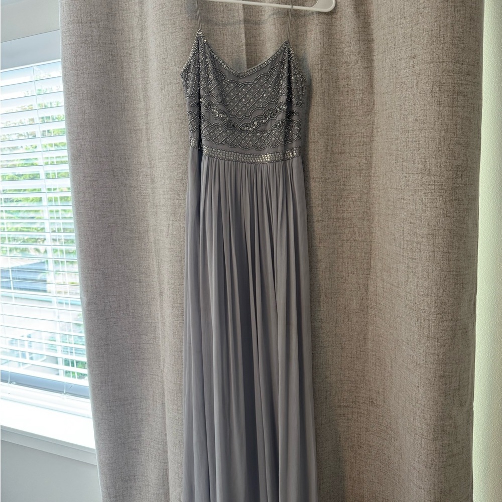 Adrianna Papell Silver Beaded Dress